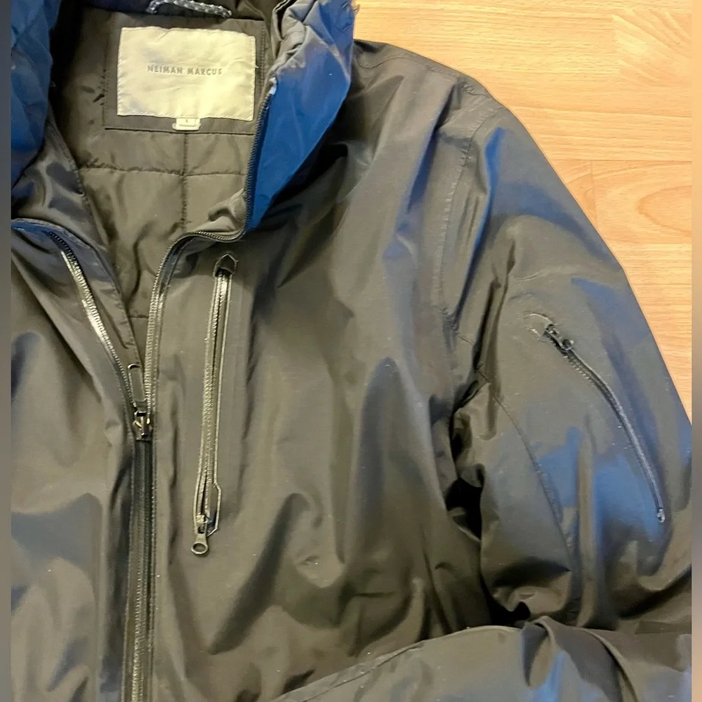 Neiman Marcus Men’s Nylon Full-Zip Bomber Black Jacket Large